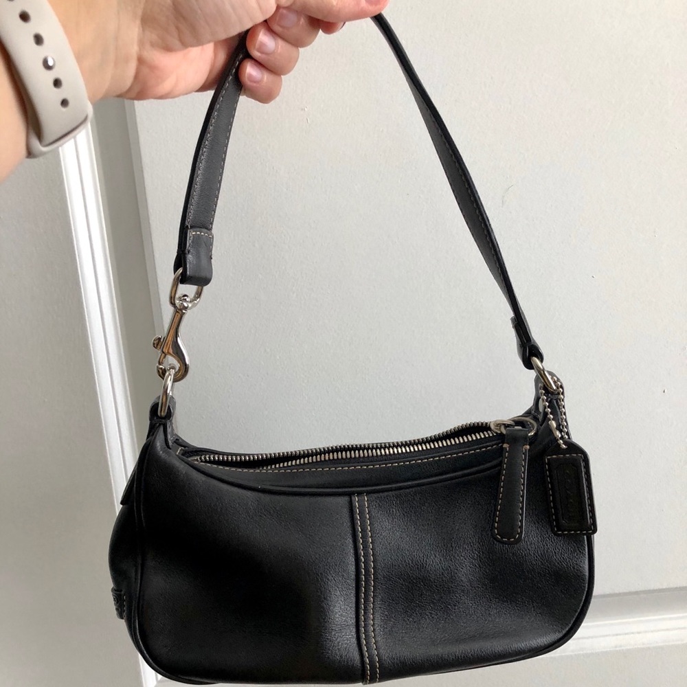Black leather coach handbag